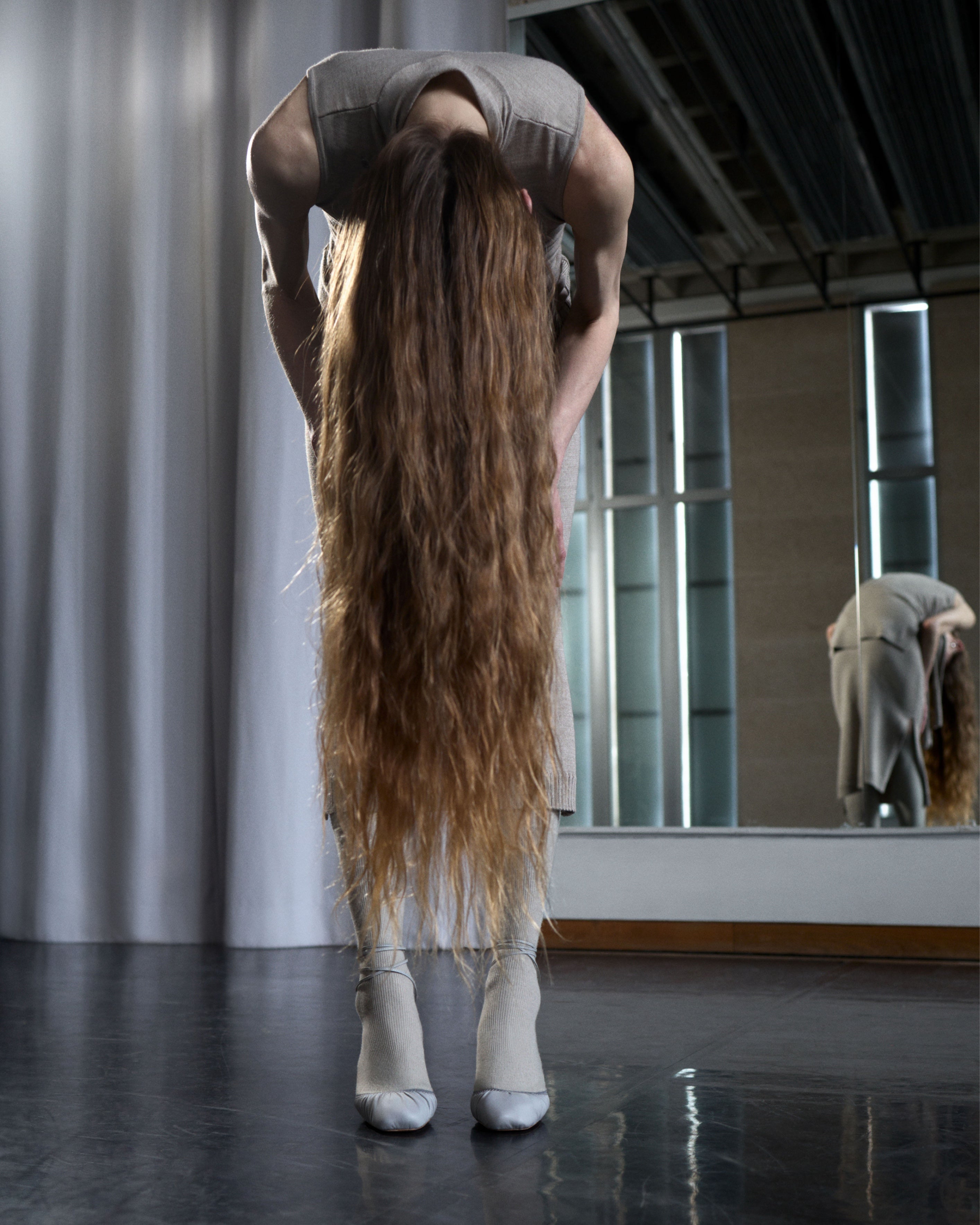 Beige knit dress in Beige knit, model shot, Front worn view Sleeveless, fitted