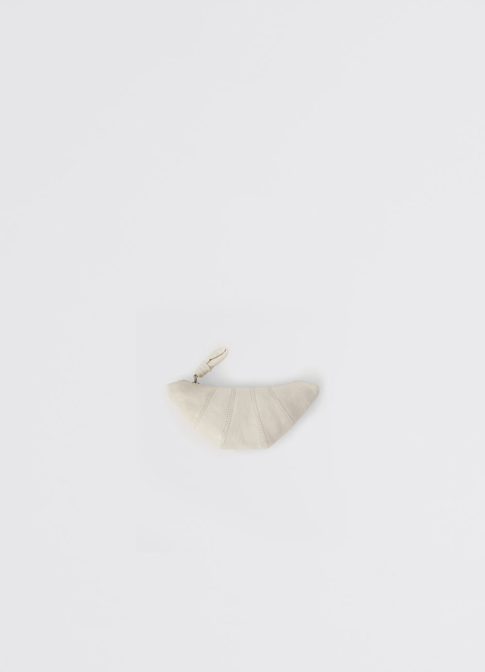 Croissant Coin Purse in Nappa Leather, product shot, top angled view zipper closure visible