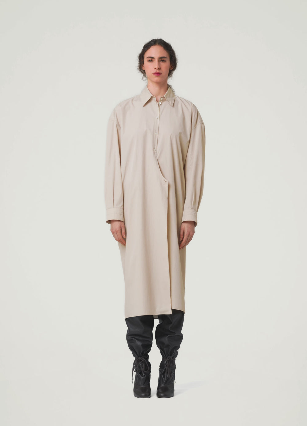 ストレートカラー ツイスト ドレス