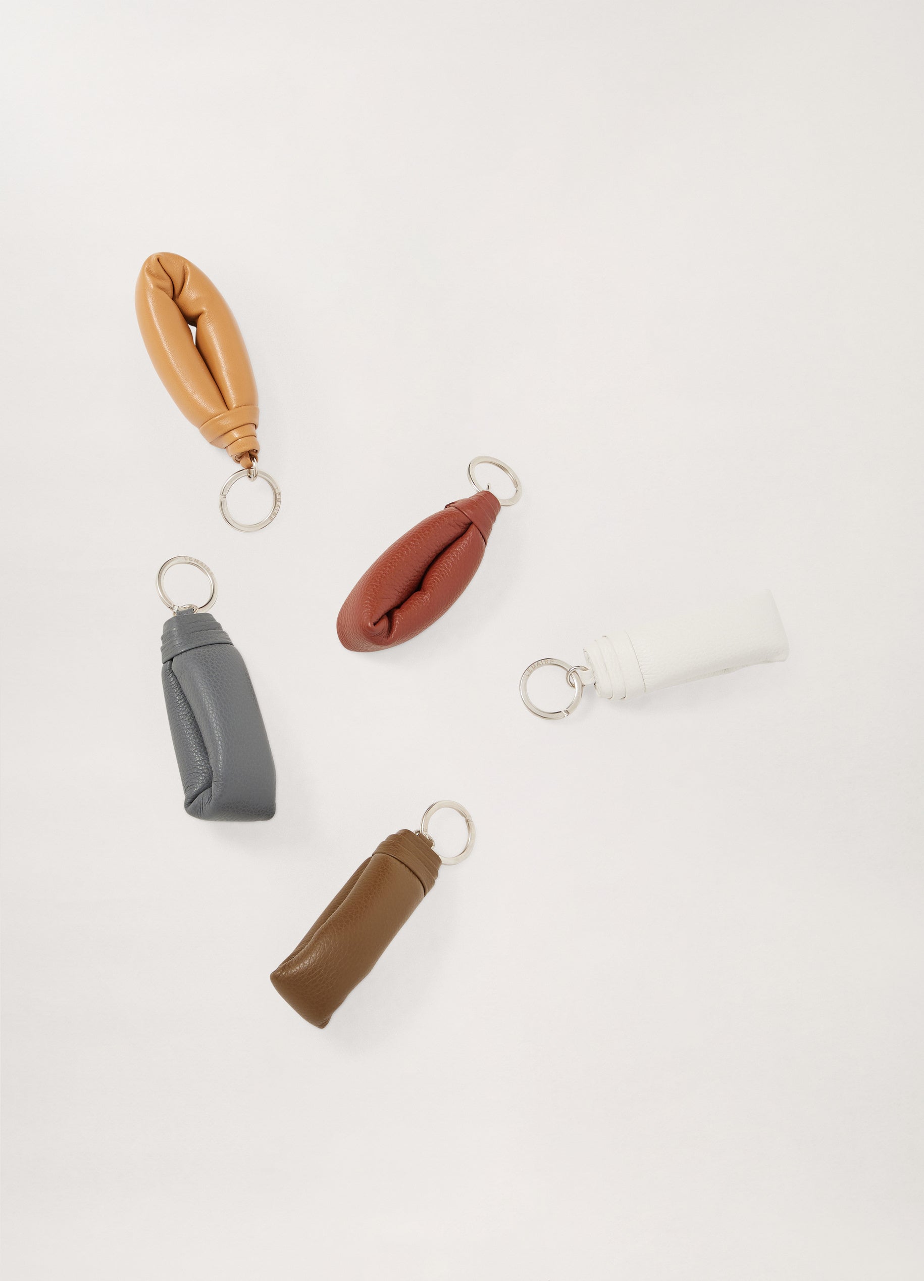 Chalk Wadded Key Holder in Soft Grained Leather | LEMAIRE