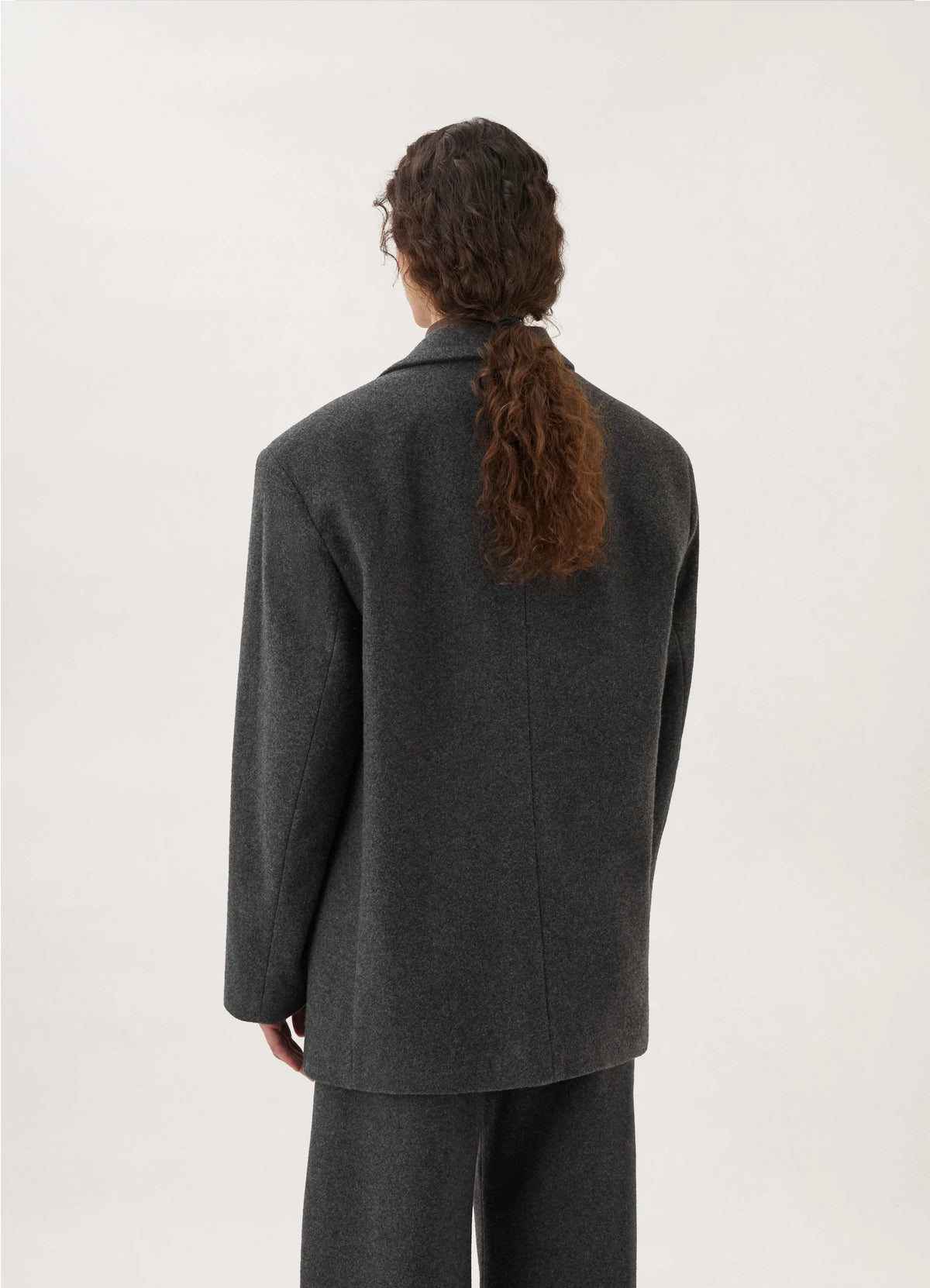 ボクシー シングルブレスト ジャケット - Grey Chine - 柔らかい