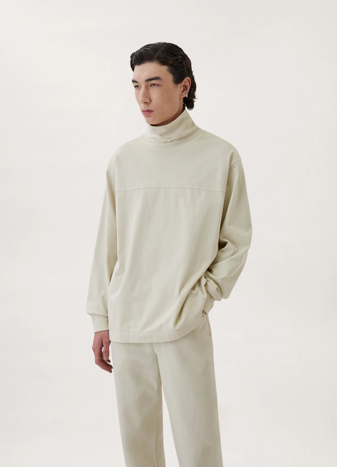 ハイカラースウェットシャツ - Misty Ivory - Medium Jersey - メンズ