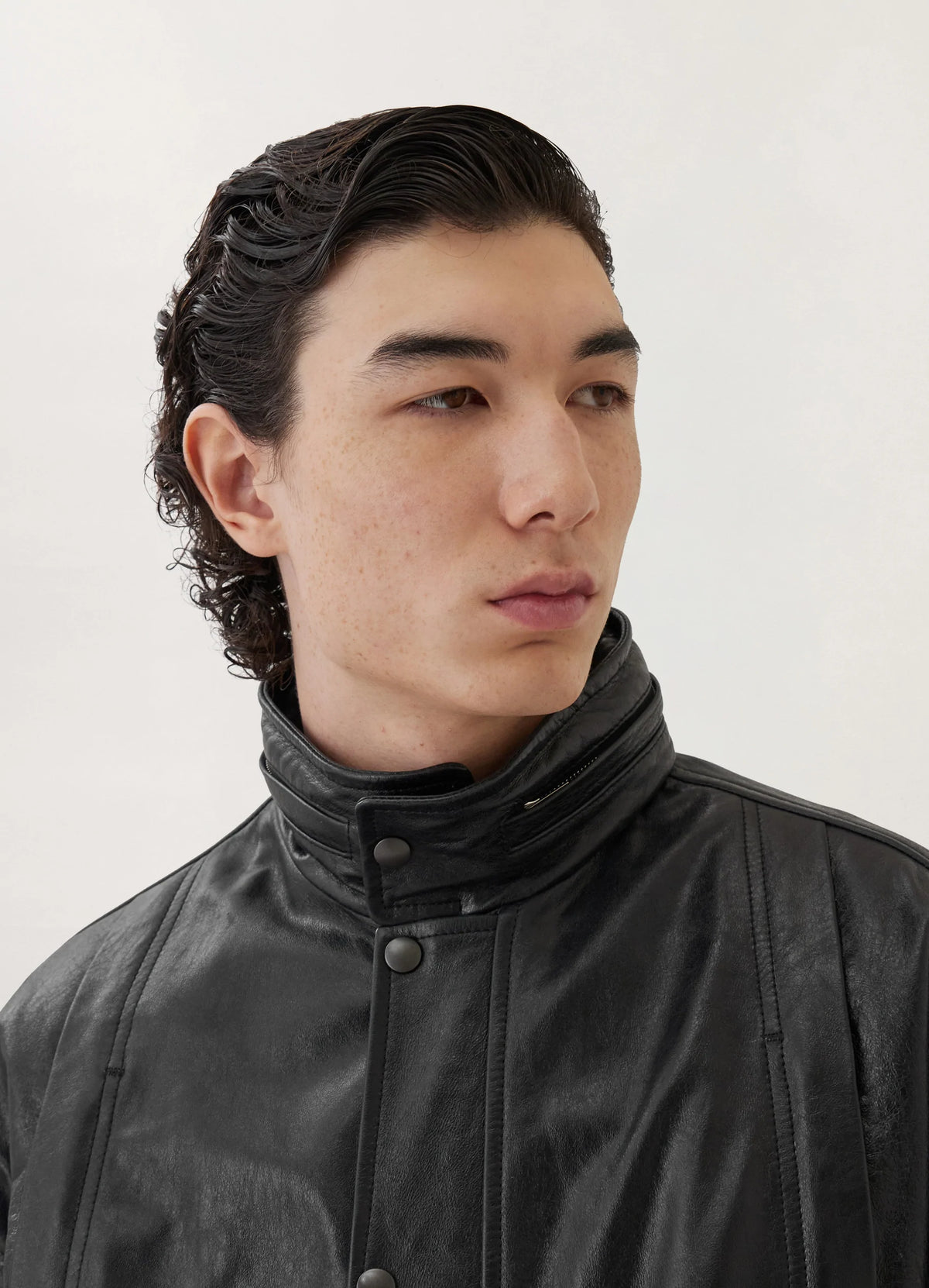 レザーブルゾン - ブラック - Crinkled Leather - メンズ | LEMAIRE