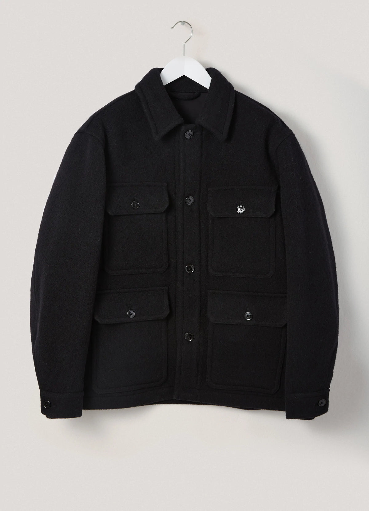 ジャケット・アウター lemaire22aw huntrng jacket 44 HUNTING JACKET - Black - Caban Wool - Men | LEMAIRE