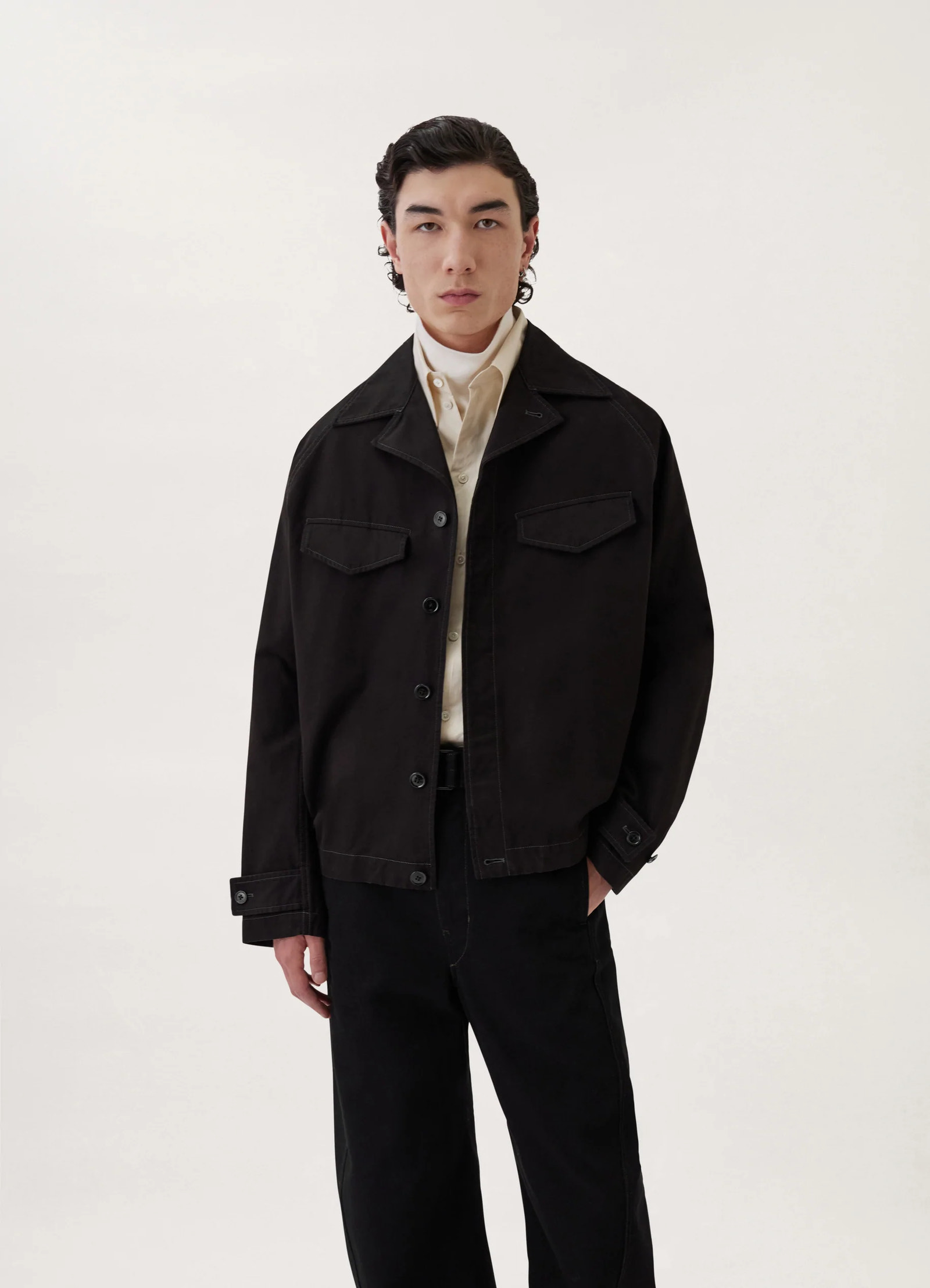 フィールドオーバーシャツ - ブラック - Cotton Canvas - メンズ | LEMAIRE