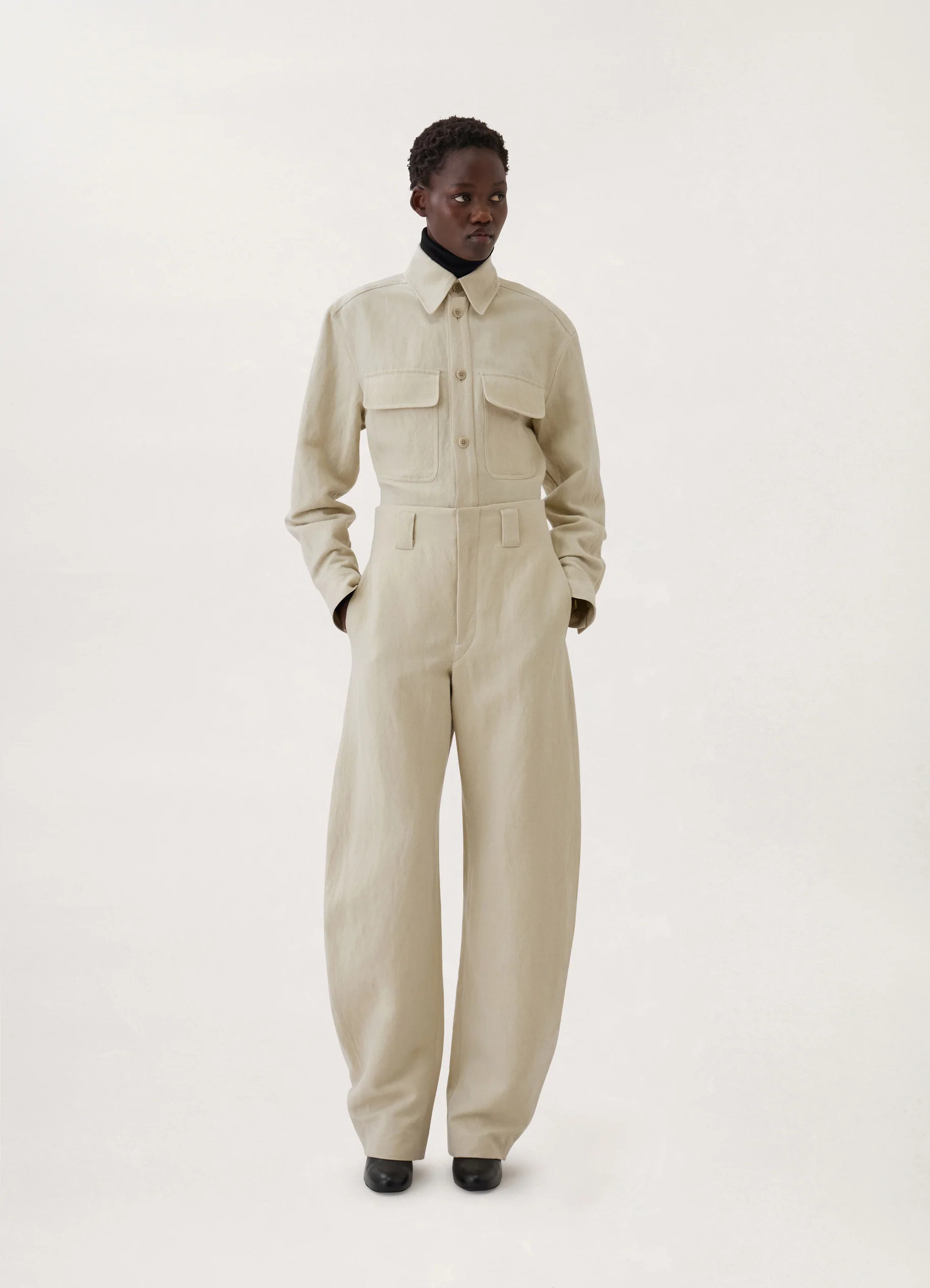 カーブパンツ - Overcast Grey - リネンウール - ウィメンズ | LEMAIRE