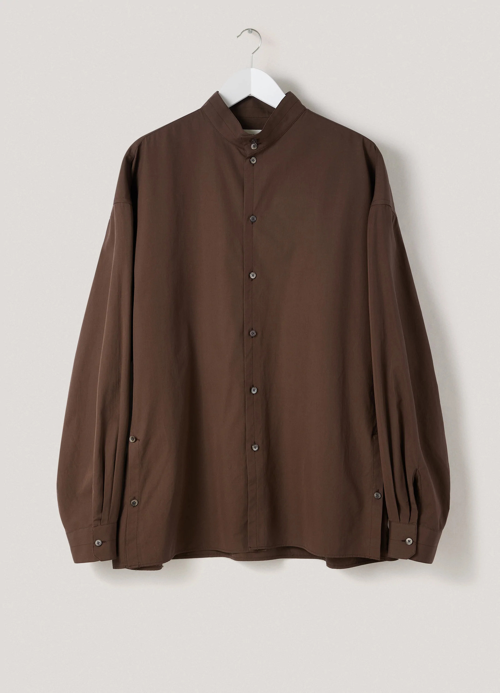 LEMAIRE ツイストシャツ　ブラウン スタンドカラーツイストシャツ - Cacao - コットンポプリン - メンズ